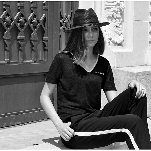 Black linen T-shirt ALISIA ENCO